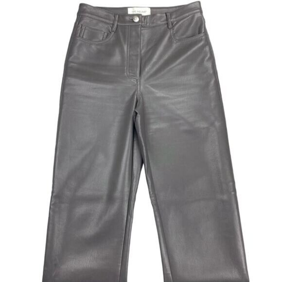Aritzia Wilfred Melina High Waisted Vegan Leather Peppercorn Gray Pants Size 2 - Picture 3 of 7